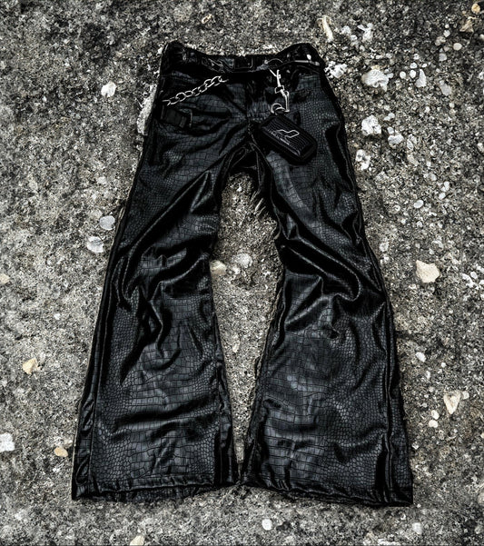 CHROME CROC LEATHER PANTS/50